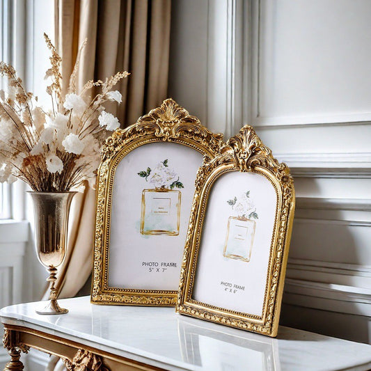 [DFC] Exquisite Resin Picture Frame, Photo Frame - Intricate Baroque Style, Tabletop & Wall Hanging Display, Elegant Wedding Picture Frame Decor, Perfect For Wedding, Anniversary, And Special Occasion Photos, Beautiful Home Decor,weight 450g