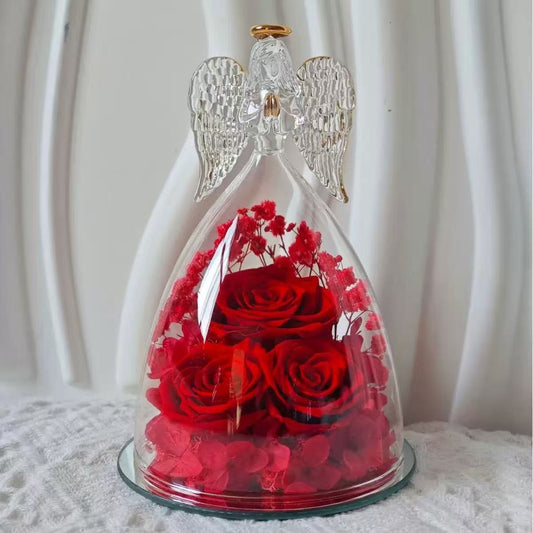 [DFC]Glass-covered Eternal Flower Archangel Eternal Rose Valentine's Day Gift, Real Flower Decoration, Romantic Gift For Girls,Weight 420g