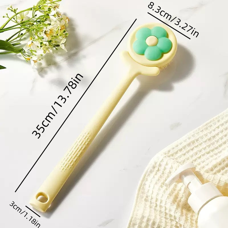 [DFC] Flower bath brush, back scrubbing wonder, long-handled bath brush, soft-bristled body brush，It weighs approximately 140g