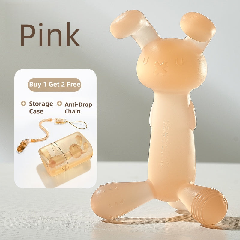 [DFC] Bunny Teether Infant Chew Toy Baby Gum Soother 4 Months Oral Fixation Stage Silicone Toy Anti Thumb Sucking Creative Cartoon Chewable Toy with Storage Case
