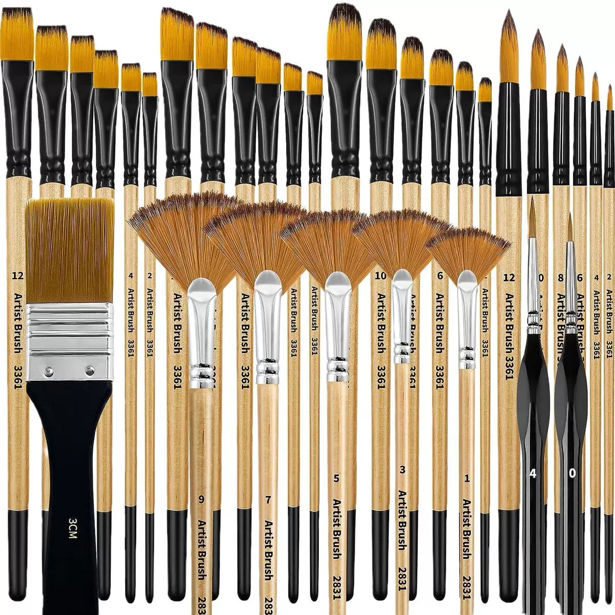 [DFC]A 32-piece Set Of Multi-functional Combination Nylon Wooden Board Brushes For Student Art Painting, Oil Painting And Outlining Weight 211g