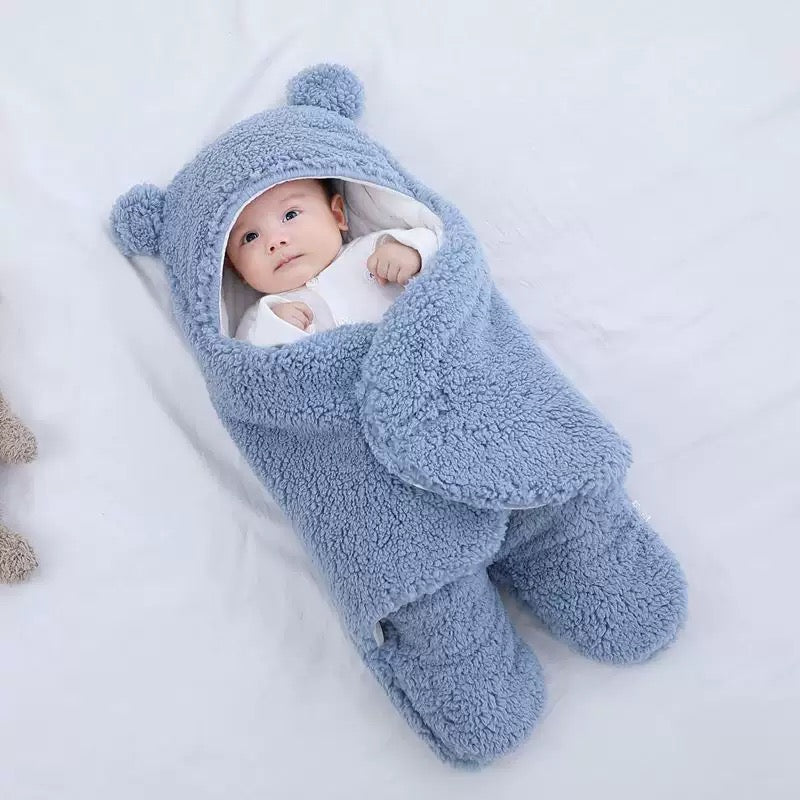 [DFC] Cute baby blanket, thickened blanket for autumn and winter, comfortable sleeping bag for babies, anti-startle, swaddling baby products Outdoor windproof and warm for autumn and winter，weight 350g