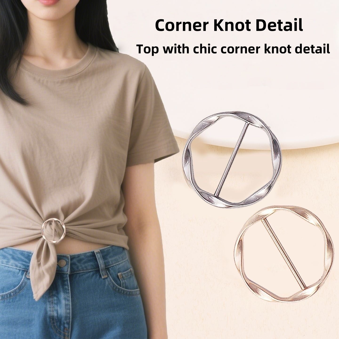 [DFC] 5-pieces Set Of Corner Knot Buttons For Summer T-shirts And Shirts, Shortening The Hem, Fixing The Clothes, Waist-cinching Buttons, Multi-functional Corner Buttons,Weight 16g