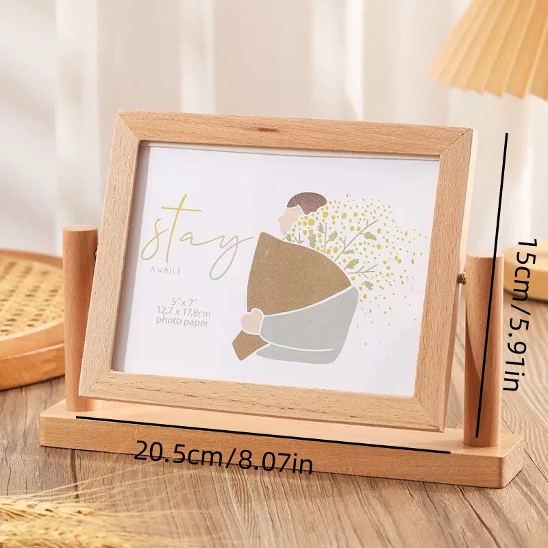[DFC] 7-inch wooden photo frame stand, hollow picture frame, desktop photo display item, diy photo display frame, Children's birthday photo frame, newborn photo frame，weight 350g