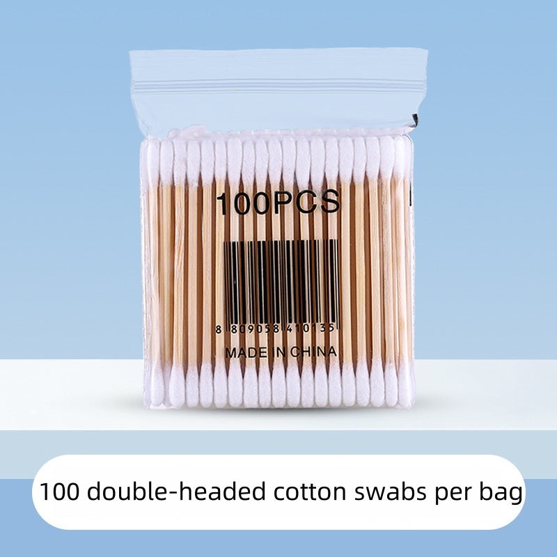 [DFC] Disposable Double-headed Household Cotton Swabs For Ear Cleaning, Ear Picking, Ear Cleaning Cotton Swabs, Makeup Removal, And Special Cotton Swabs For Makeup And Beauty, , Each Package Contains 100 Pieces,Weight 26g