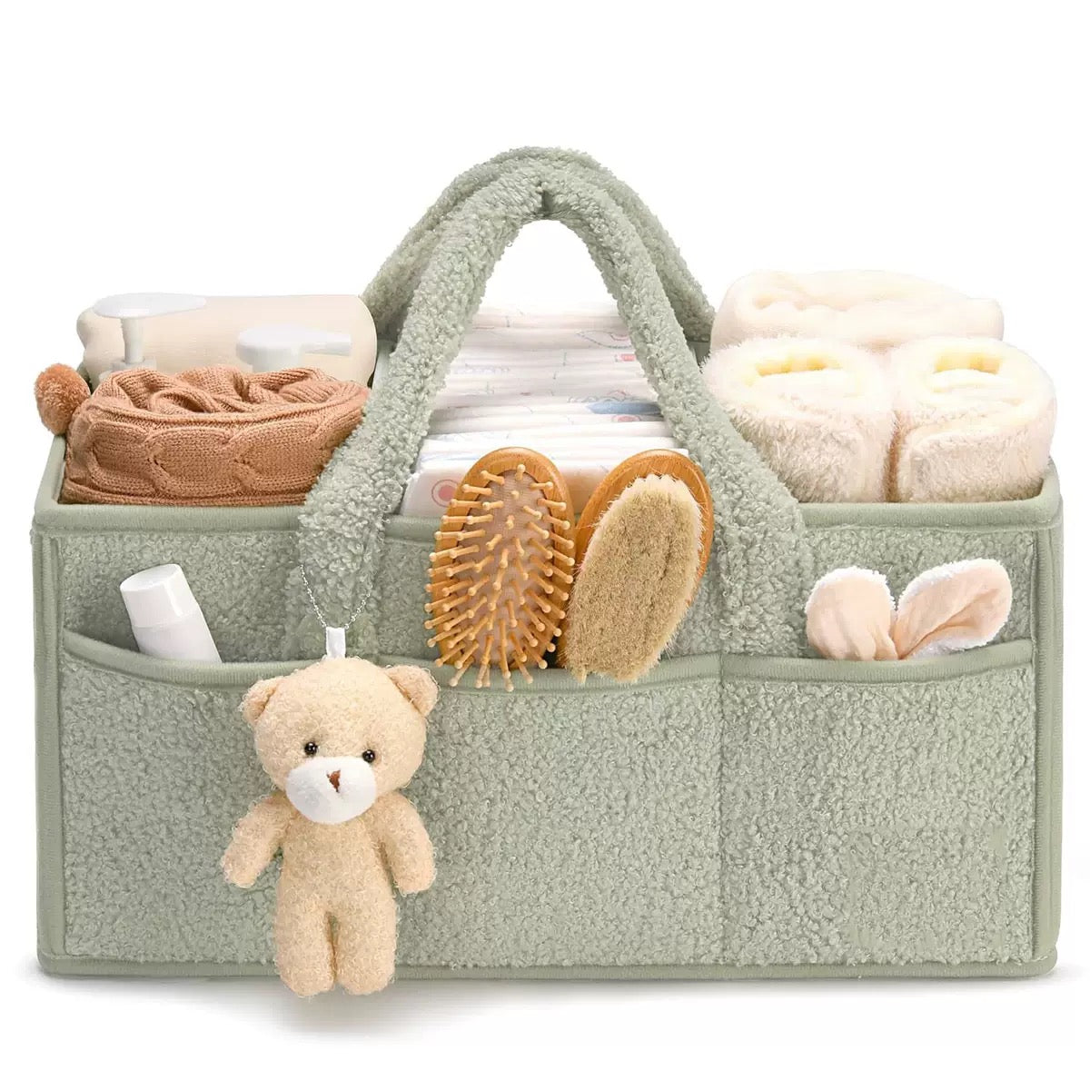 [DFC] Plush baby bag, diaper storage bag, diaper pad storage bag, large-capacity travel mommy bag, cute bear storage bag,weight 450g