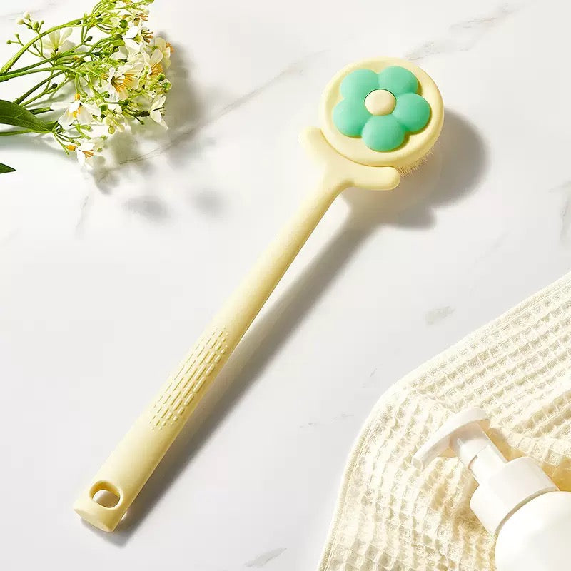 [DFC] Flower bath brush, back scrubbing wonder, long-handled bath brush, soft-bristled body brush，It weighs approximately 140g