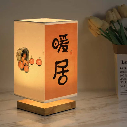 [DFC] Japanese-style table lamp, Chinese-style night light, bedside table lamp, bedroom desk night light, retro and simple ancient-style night light, adjustable three-color light source table lamp, outdoor camping lamp,weight 600g