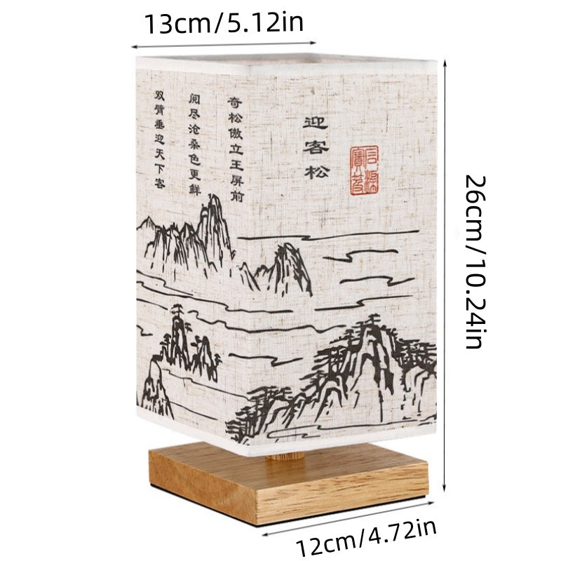 [DFC] Japanese-style table lamp, Chinese-style night light, bedside table lamp, bedroom desk night light, retro and simple ancient-style night light, adjustable three-color light source table lamp, outdoor camping lamp,weight 600g