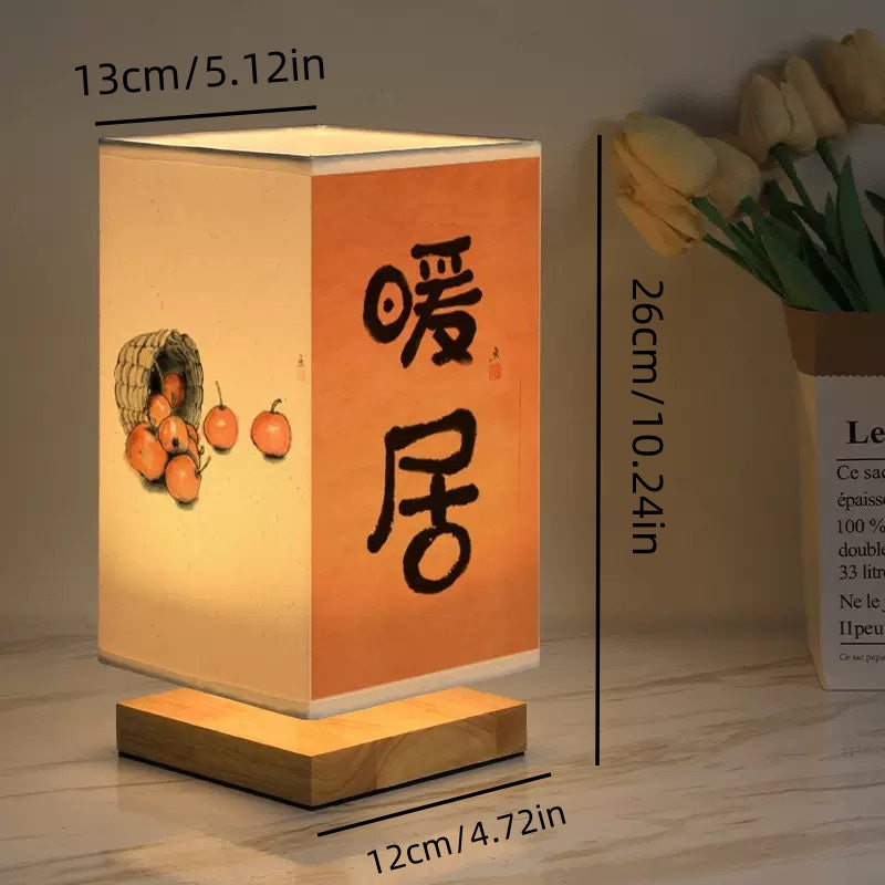 [DFC] Japanese-style table lamp, Chinese-style night light, bedside table lamp, bedroom desk night light, retro and simple ancient-style night light, adjustable three-color light source table lamp, outdoor camping lamp,weight 600g
