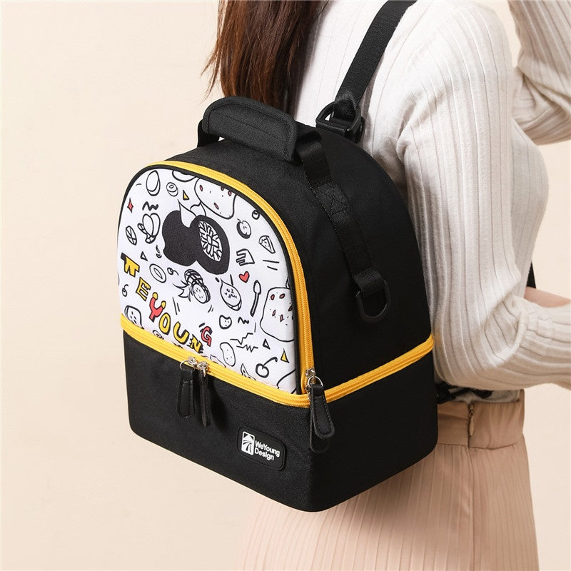 [DFC] Fashion Print Backpack Pump Cooler Bag Double Layer Insulated Breastmilk Tote Work Commute Large Capacity Diaper Bag
