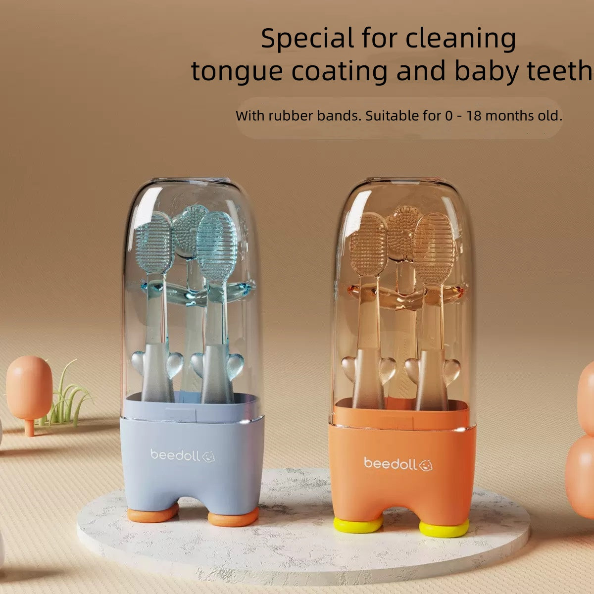 [DFC] Baby tooth brush, 0-1-year-old baby tongue coating cleaner, infant silicone baby toothbrush, soft bristle gum protection Weight 60g