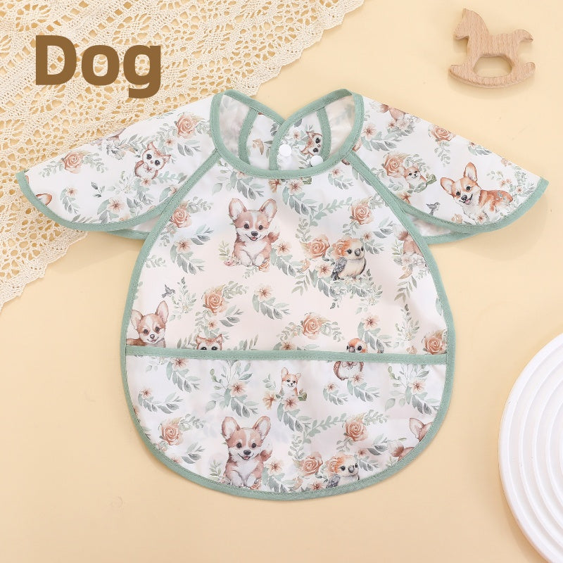 [DFC] Cartoon Baby Coverall Waterproof Feeding Bib Lightweight Mealtime Smock Stain Resistant All Season Soft for Toddlers,Weight 32g