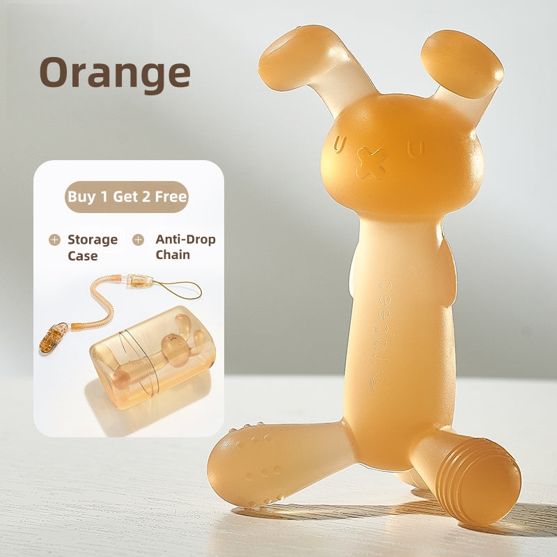 [DFC] Bunny Teether Infant Chew Toy Baby Gum Soother 4 Months Oral Fixation Stage Silicone Toy Anti Thumb Sucking Creative Cartoon Chewable Toy with Storage Case