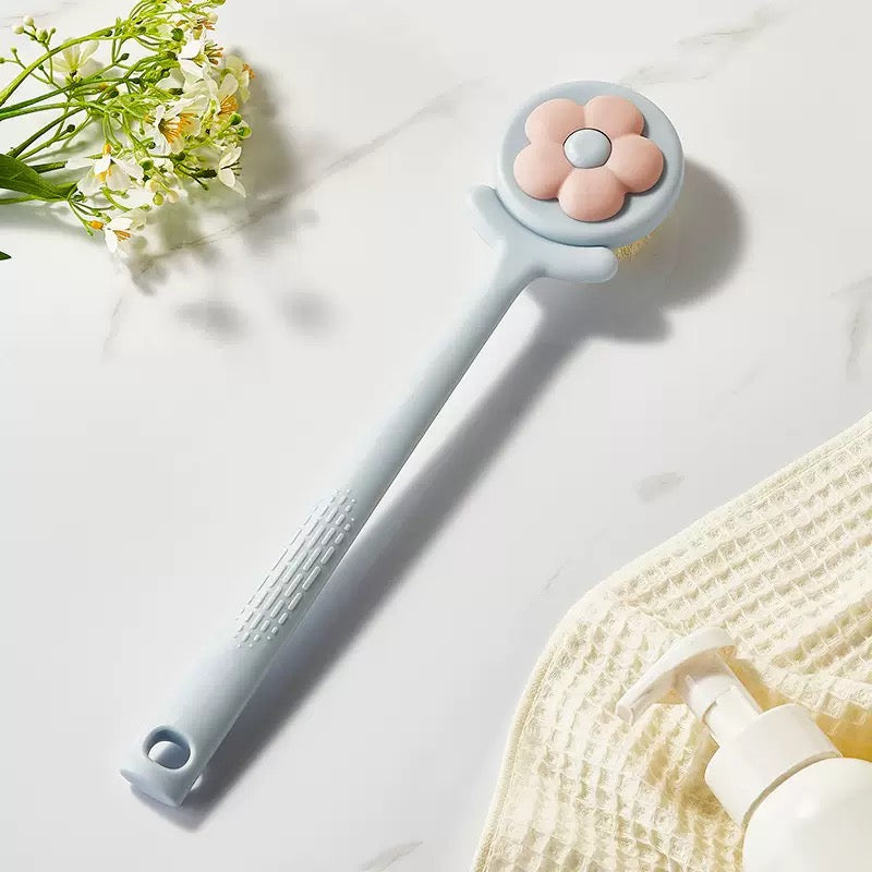 [DFC] Flower bath brush, back scrubbing wonder, long-handled bath brush, soft-bristled body brush，It weighs approximately 140g