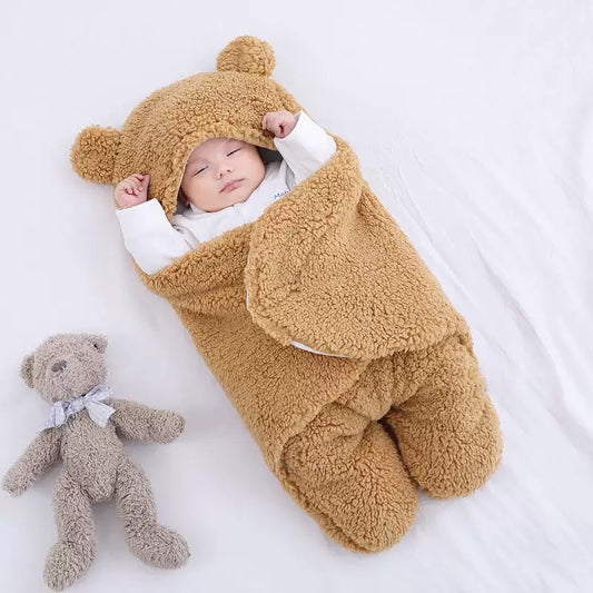 [DFC] Cute baby blanket, thickened blanket for autumn and winter, comfortable sleeping bag for babies, anti-startle, swaddling baby products Outdoor windproof and warm for autumn and winter，weight 350g