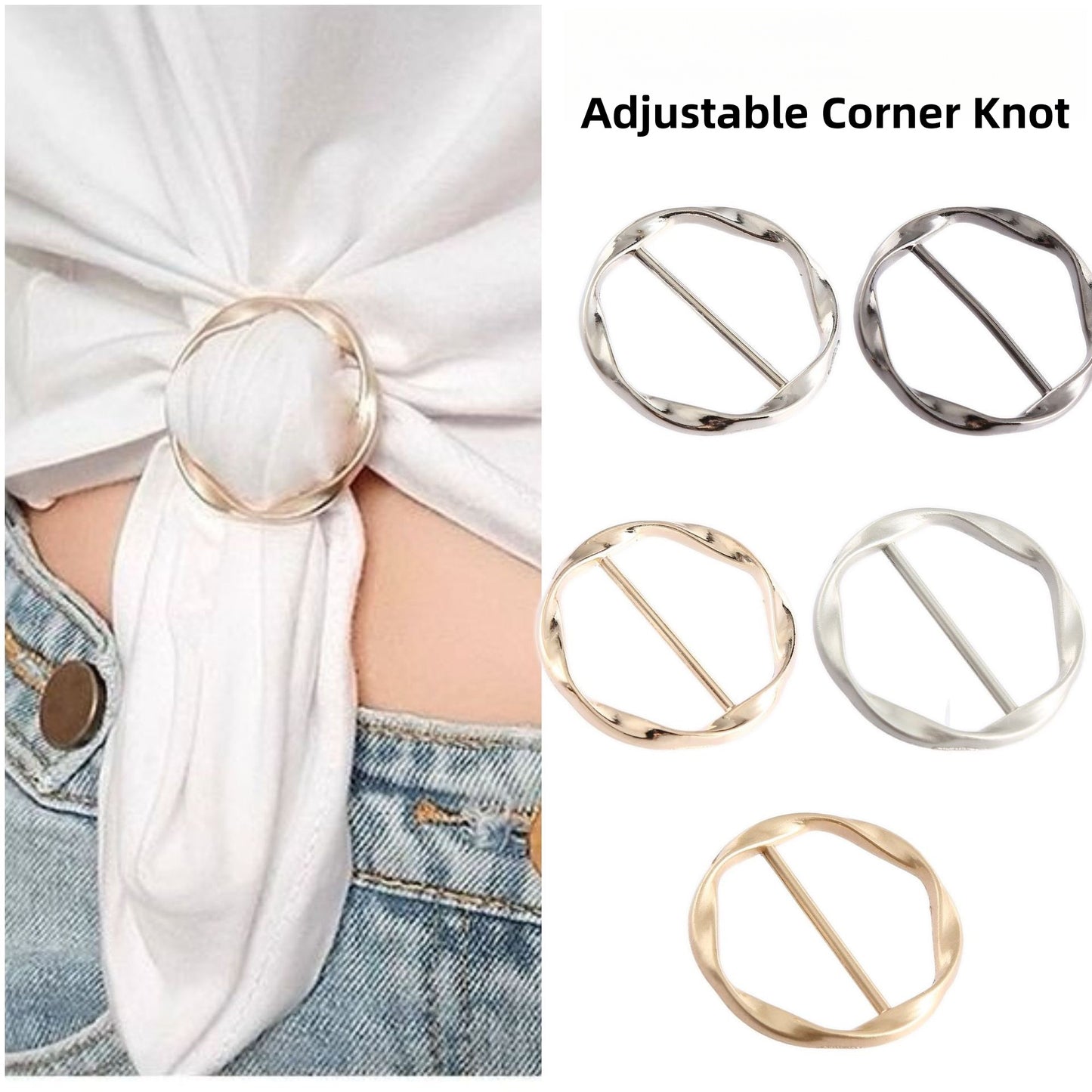 [DFC] 5-pieces Set Of Corner Knot Buttons For Summer T-shirts And Shirts, Shortening The Hem, Fixing The Clothes, Waist-cinching Buttons, Multi-functional Corner Buttons,Weight 16g