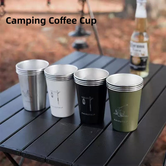 [DFC]Portable Camping Coffee Cup, Outdoor Ins Style 304 Stainless Steel Beer Mug, Picnic Barbecue Cold Drink Direct Drinking Water Cup
