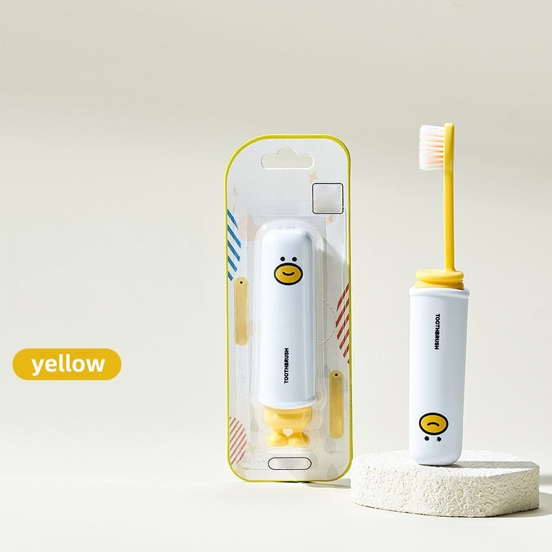 [DFC] Cute Cartoon Foldable Toothbrush Wrapped Portable Soft Bristles Dust Proof for Family Travel