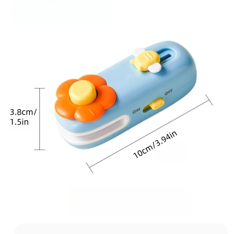 [DFC] Kitchen Home Use Magnetic Charging 2 in 1 Mini Flower Sealer Magnetic Charging Hand Press Snack Food Sealer with Cutter