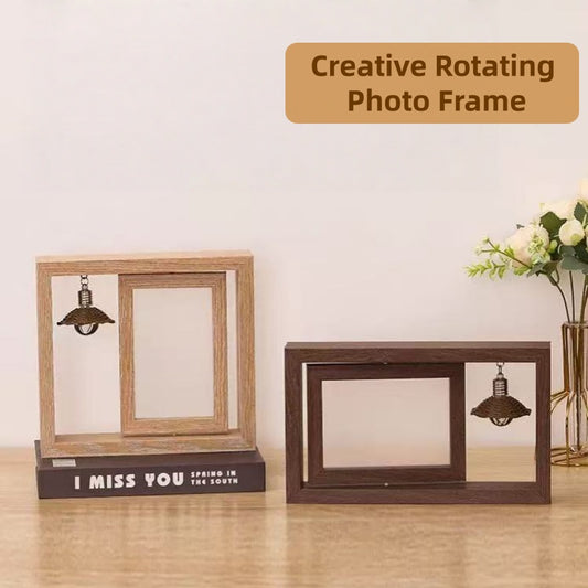 [DFC]6-inch And 7-inch Double-sided Rotating Photo Album Wooden Photo Frame, Personalized Couple Gift, Commemorative Wooden Photo Frame, Both Horizontally And Vertically Supported