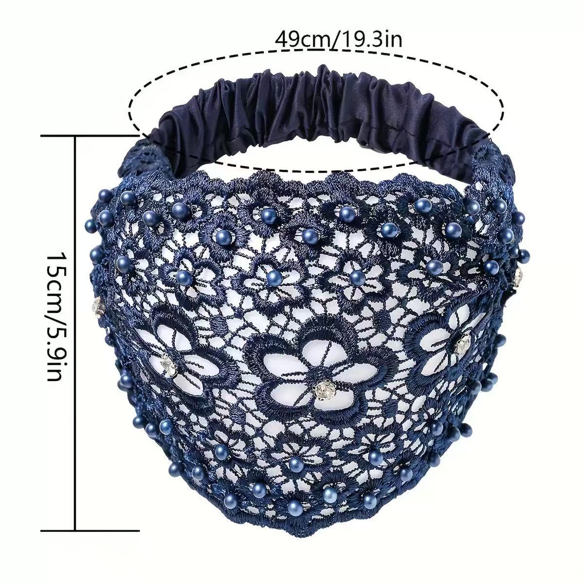 [DFC]New Fashionable Wide-edge Headband With Plum Blossom Cutouts, Beaded Headband To Press Hair And Cover White Hair, Ladies' Headband, Weight 34g