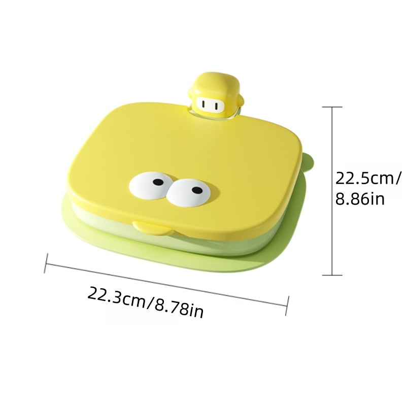 [DFC] Creative Cartoon Baby Plate, All in One Suction Base Silicone Divided Toddler Bowl Spill Proof Feeding Set Heat Resistant Easy Clean Kids Tableware