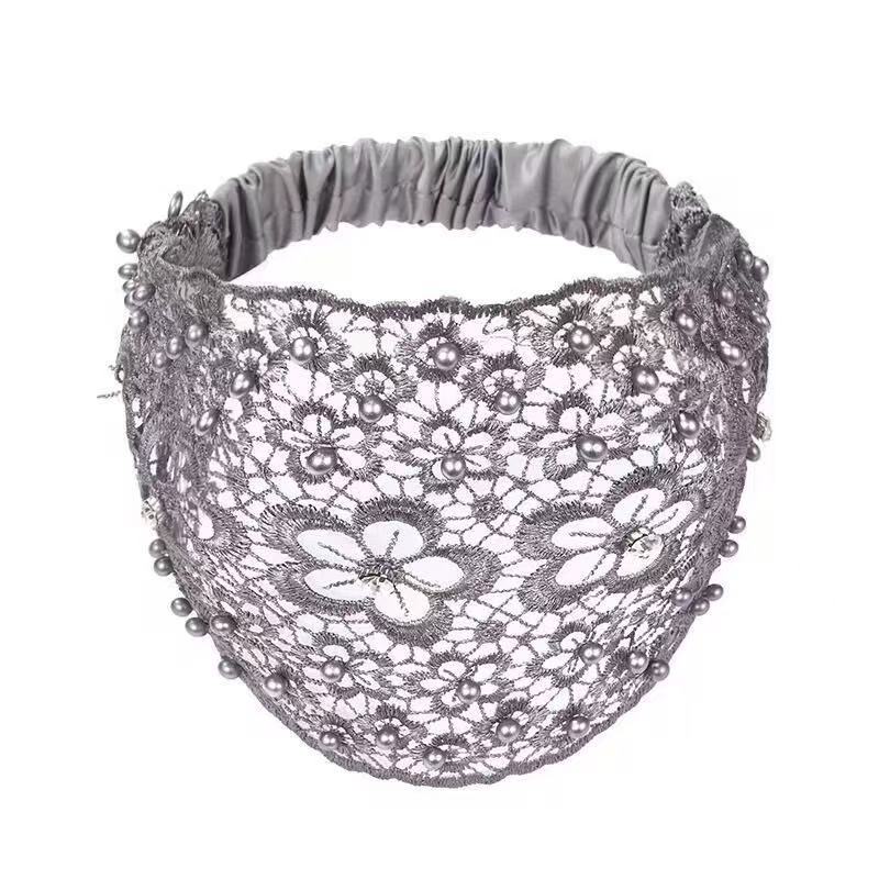 [DFC]New Fashionable Wide-edge Headband With Plum Blossom Cutouts, Beaded Headband To Press Hair And Cover White Hair, Ladies' Headband, Weight 34g