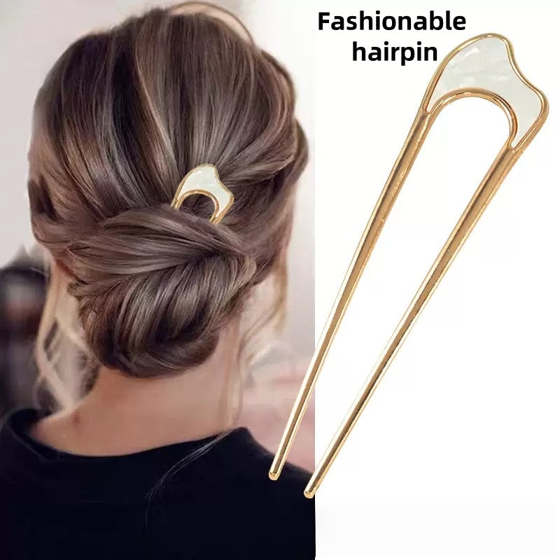 [DFC]French Elegant Metal Hairpins, Women's Updo Hairpins, Ins-style Irregular Alloy Hairpins, Women's Bun Hairpins Weight 15g