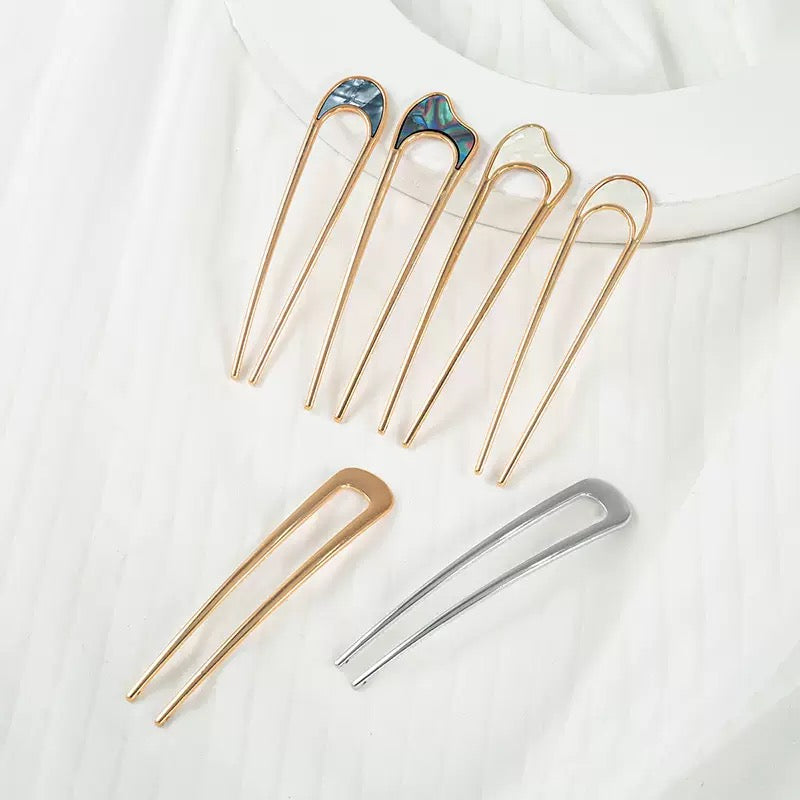 [DFC]French Elegant Metal Hairpins, Women's Updo Hairpins, Ins-style Irregular Alloy Hairpins, Women's Bun Hairpins Weight 15g