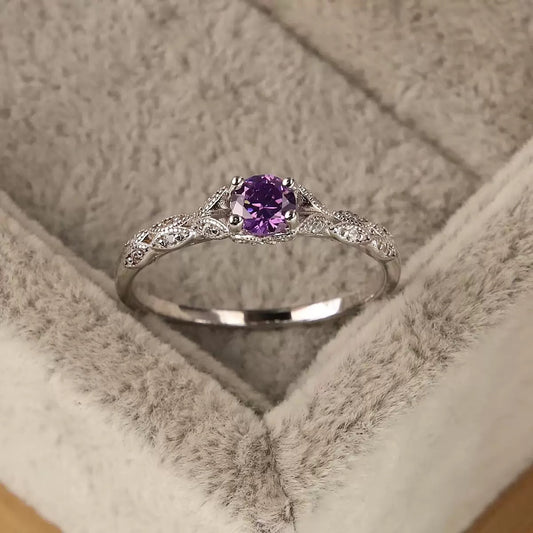 [DFC] Luxury Purple Ring For Women, A Simple And Fashionable European And American Ring,Red Gift Box Set,Weight 50g