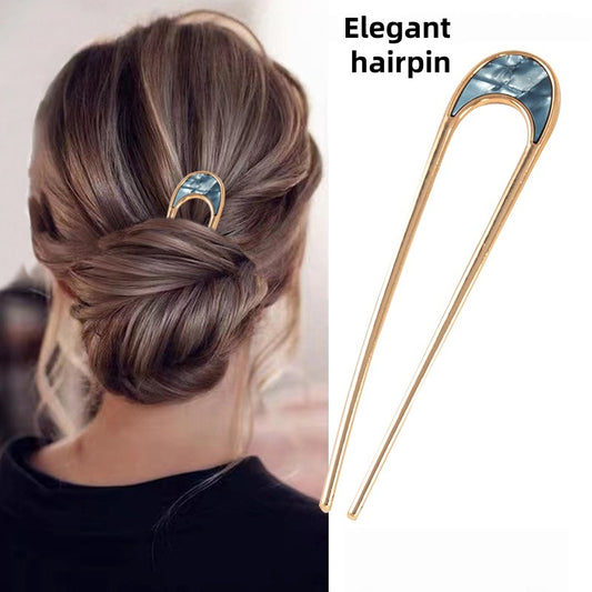 [DFC]High-end Fashionable Ladies' Hairpin, Metal Hairpin, Ins Style, Simple U-shaped Alloy Hair Fork Weight 15g