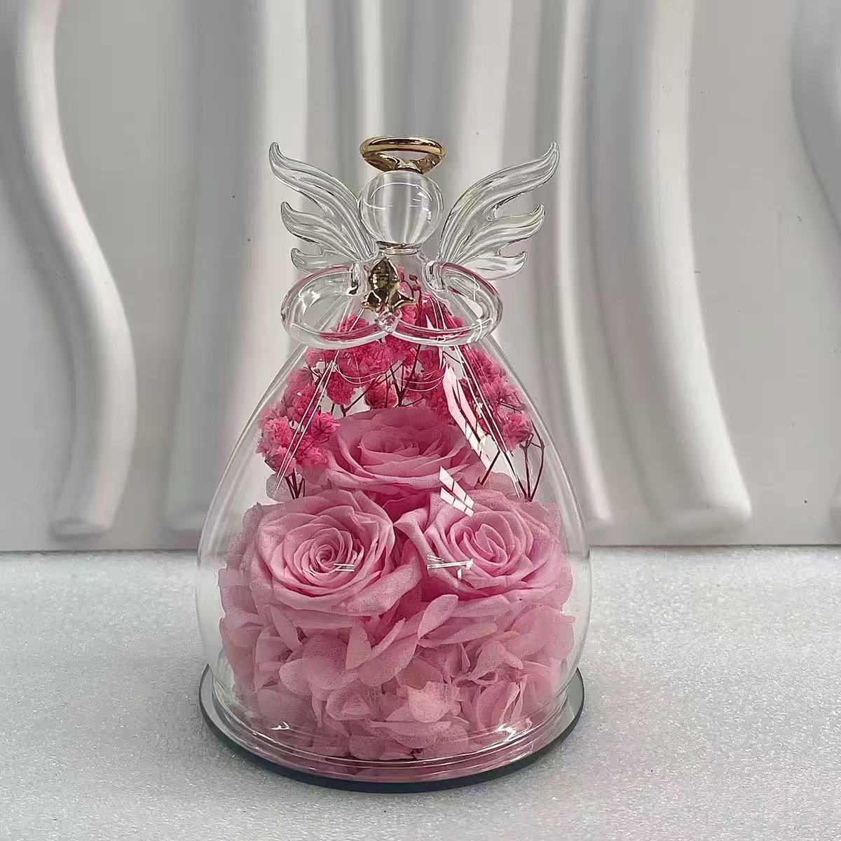 [DFC]Glass-covered Eternal Flower Archangel Eternal Rose Valentine's Day Gift, Real Flower Decoration, Romantic Gift For Girls,Weight 420g