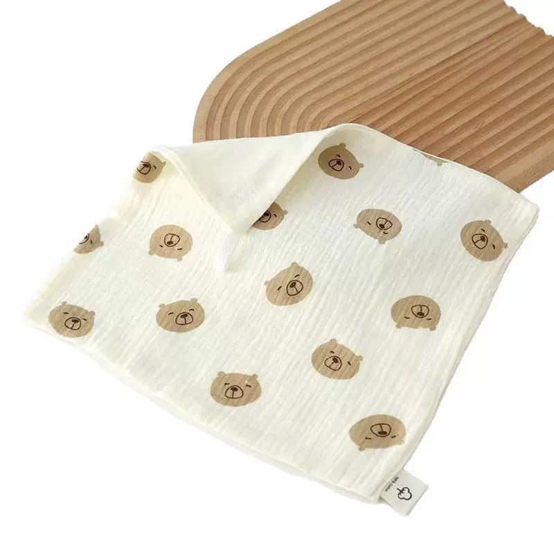 [DFC] Saliva towel Four-layer newborn baby towel Face towel Pure cotton gauze Bouncing Towel Contains two sets of clothing,weight 23g