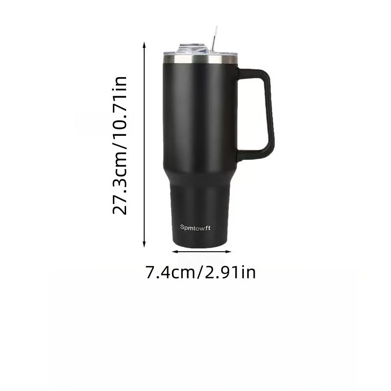 [DFC]40oz Handle Cup With Bag For Storage,Water Cup With Straw,Large-capacity Car Cup, Stainless Steel Insulated Cup, Inner 304 And Outer 201 Material,Water Cup,Weight 639g