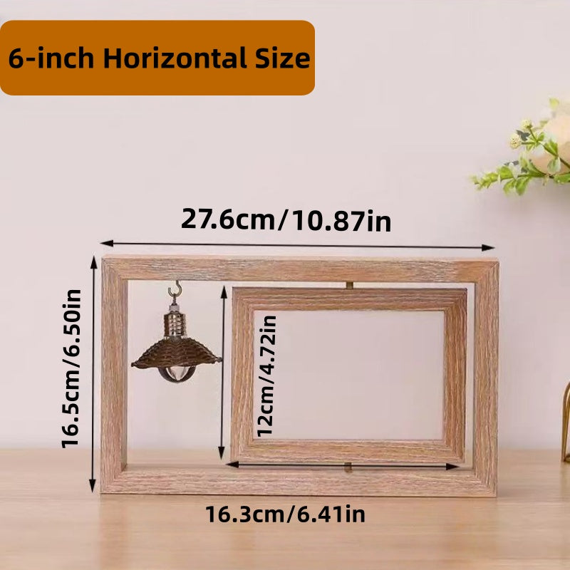 [DFC]6-inch And 7-inch Double-sided Rotating Photo Album Wooden Photo Frame, Personalized Couple Gift, Commemorative Wooden Photo Frame, Both Horizontally And Vertically Supported