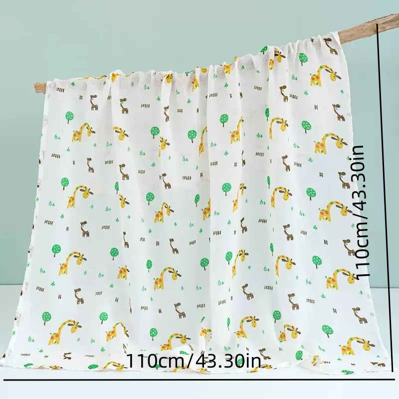 [DFC] Double-layer cotton baby wrap, swaddling cloth, baby bath towel, printed sunshade cover for stroller,weight 110g