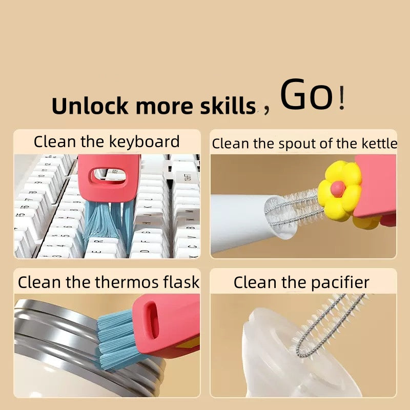 [DFC] Three-in-one baby cup lid brush, cup lid brush, multi-functional gap cleaning brush for insulated cups, cup mouth brush,weight 25g