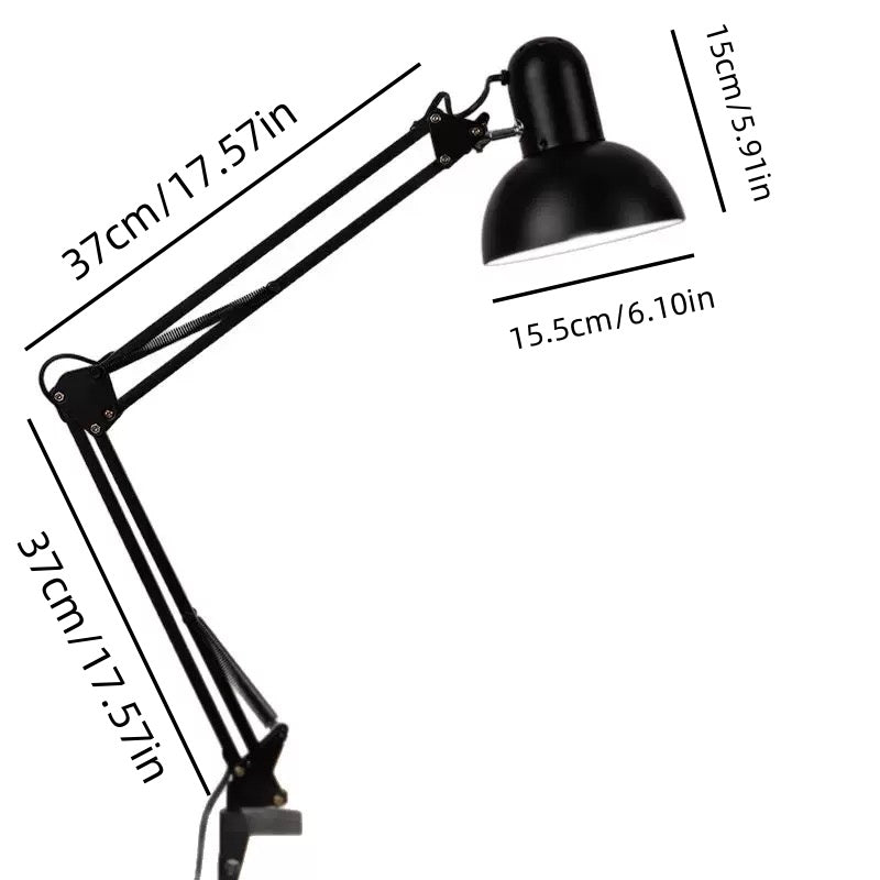 [DFC] American Style Metal Long-arm Desk Lamp, Eye-protecting Desktop Fill Light, Led Lighting Lamp, Simple Black Three-color Adjustable, , Desk Lamp For Students To Study, Read And Work,weight 2000g
