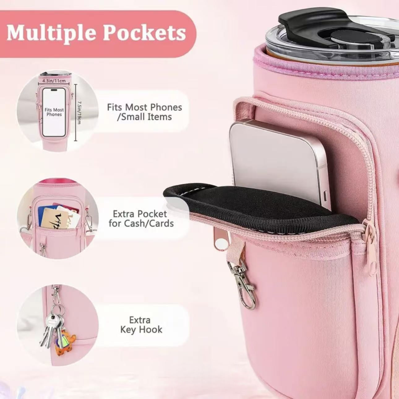 [DFC]40oz Handle Cup With Bag For Storage,Water Cup With Straw,Large-capacity Car Cup, Stainless Steel Insulated Cup, Inner 304 And Outer 201 Material,Water Cup,Weight 639g