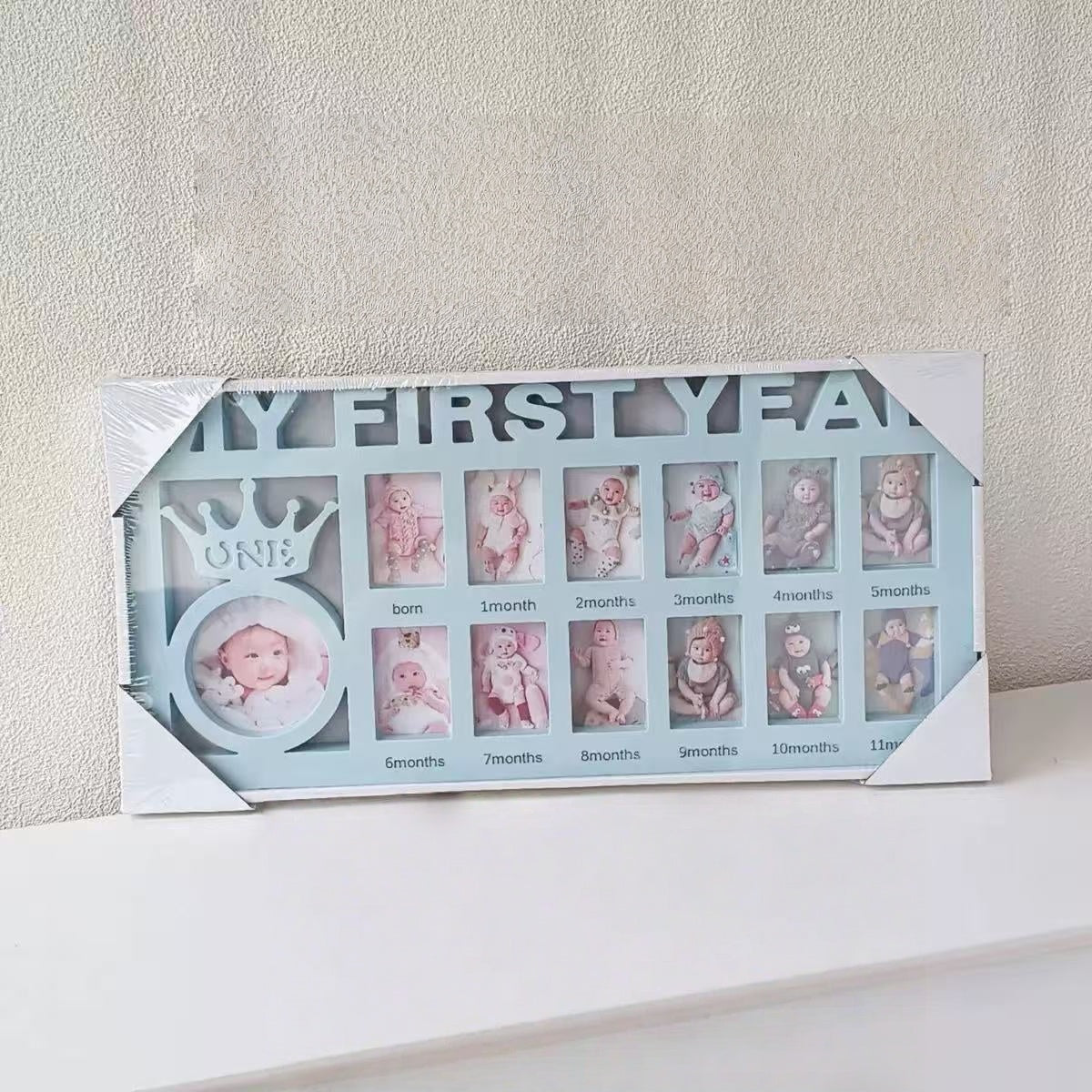 [DFC] Baby And Children's Growth ID Photo Commemorative Photo Frame, Wall-mounted Display Photo Frame, Plastic Letter First Birthday Photo Frame, Crown Photo Frame