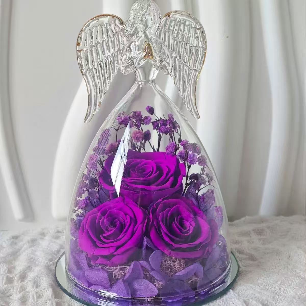 [DFC]Glass-covered Eternal Flower Archangel Eternal Rose Valentine's Day Gift, Real Flower Decoration, Romantic Gift For Girls,Weight 420g