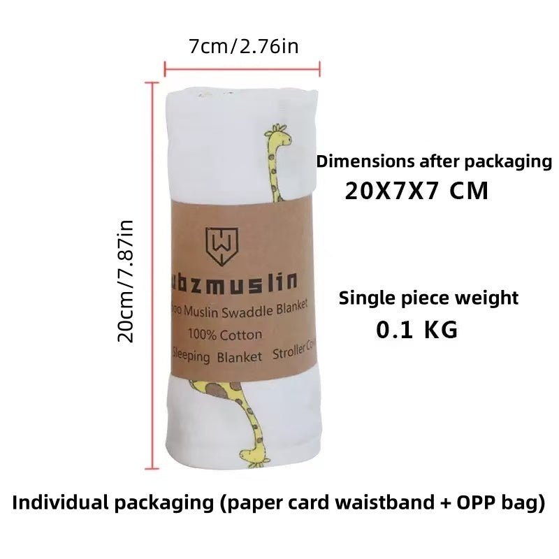 [DFC] Double-layer cotton baby wrap, swaddling cloth, baby bath towel, printed sunshade cover for stroller,weight 110g