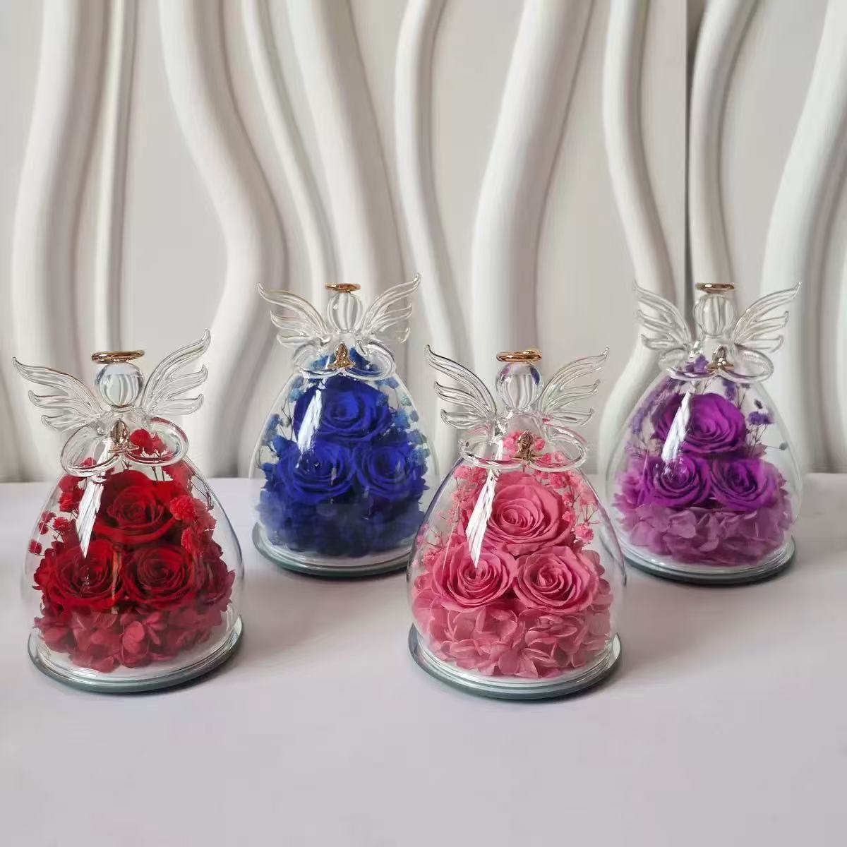 [DFC]Glass-covered Eternal Flower Archangel Eternal Rose Valentine's Day Gift, Real Flower Decoration, Romantic Gift For Girls,Weight 420g