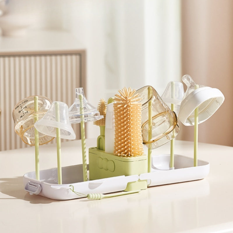 [DFC] Baby Bottle Brush 7-Piece Set Silicone Brush Head Bottle Cleaning Cup Cleaning Can be Boiled and Sterilized Easy to Carry Out Brush and drain rack all-in-one set Weight 265g