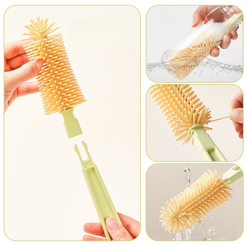 [DFC] Baby Bottle Brush 7-Piece Set Silicone Brush Head Bottle Cleaning Cup Cleaning Can be Boiled and Sterilized Easy to Carry Out Brush and drain rack all-in-one set Weight 265g