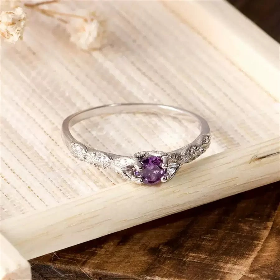 [DFC] Luxury Purple Ring For Women, A Simple And Fashionable European And American Ring,Red Gift Box Set,Weight 50g
