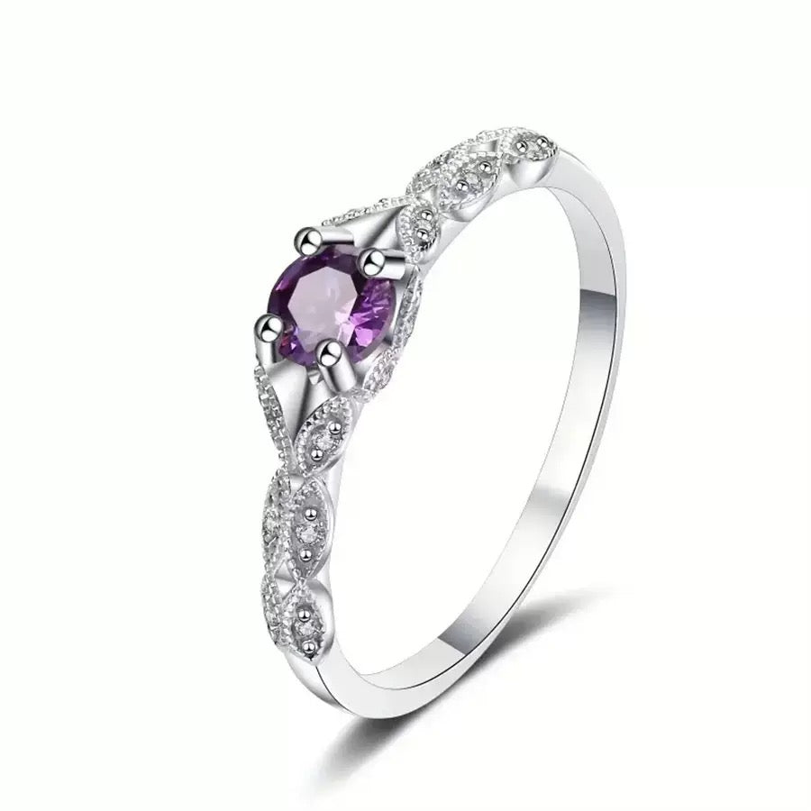 [DFC] Luxury Purple Ring For Women, A Simple And Fashionable European And American Ring,Red Gift Box Set,Weight 50g