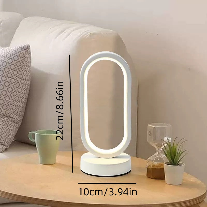 [DFC] Oval desk lamp, Nordic retro and simple style desk lamp, USB plug, bedroom bedside warm night light, study and bedroom learning atmosphere LED night light, three-color adjustable white and black desk lamp,Weight 520g